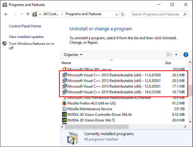 Много разных версий Microsoft Visual C++ Redistributable. Удалять их не стоит.