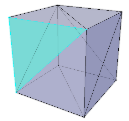 Даже такая, казалось бы, простая фигура, как куб, должна быть разбита на треугольники.